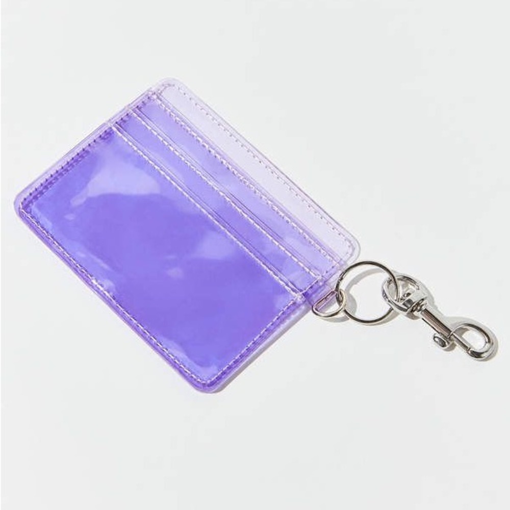 Transparent Purple Card Holder with Keychain